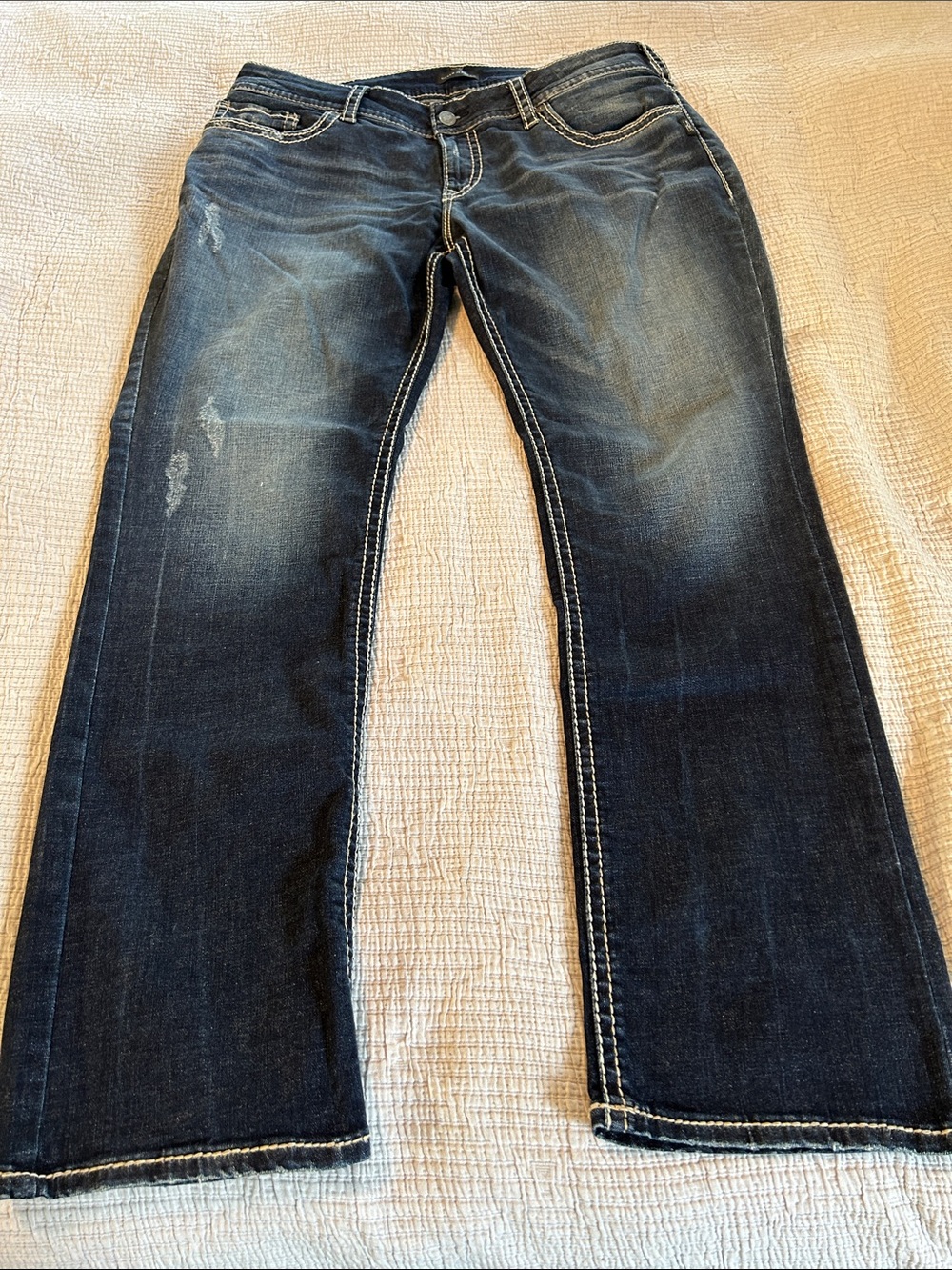 Silver Jeans Women’s Straight Denim in Dark Blue Wash